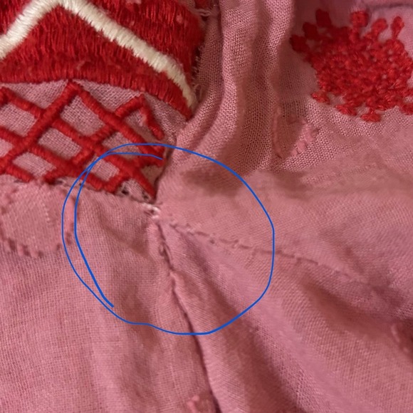 Anthropologie Seen Worn Kept Layla Peasant Top  Pink Red Embroidered Boho 12 - Picture 8 of 12